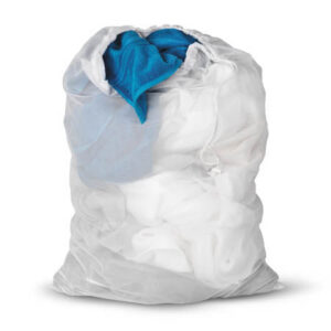 White Mesh Laundry Bag with Drawstring