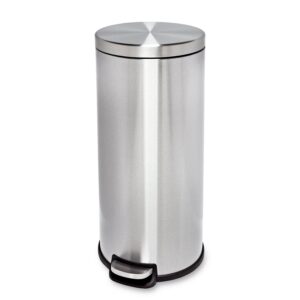 Silver 30L Round Stainless Steel Step Trash Can
