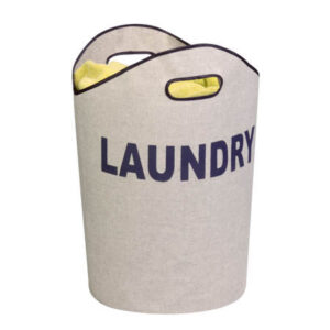 Gray/Navy Laundry Basket with Handles