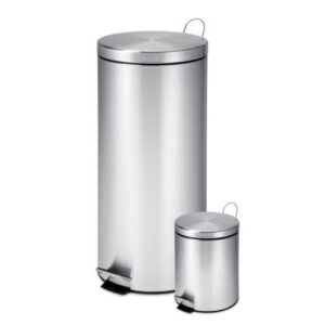 Silver Stainless Steel 30L and 3L Step Trash Cans (Set of 2)